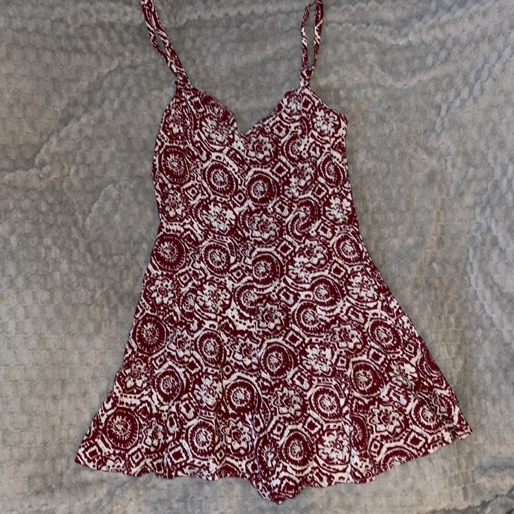 Burgundy and white romper
